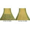 Sanskriti Vintage Sarees Green 100% Pure Silk Printed Sari Floral Craft Sustainable Fabric