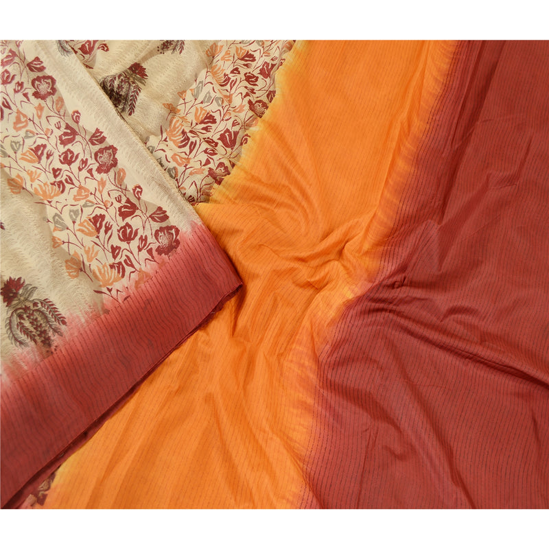 Sanskriti Vintage Sarees Multi 100% Pure Silk Printed Sari 5yd Soft Craft Sustainable Fabric