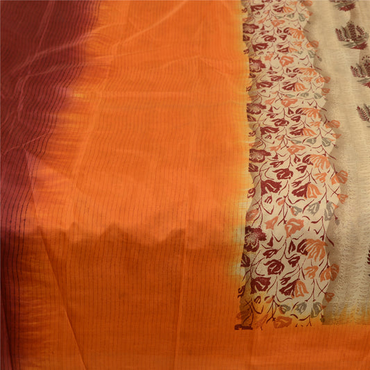 Sanskriti Vintage Sarees Multi 100% Pure Silk Printed Sari 5yd Soft Craft Sustainable Fabric
