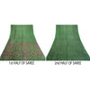 Sanskriti Vintage Sarees Indian Green Pure Silk Printed Sari 5yd Craft Sustainable Fabric