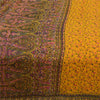 Sanskriti Vintage Sarees Yellow Pure Silk Printed Sari 5YD Floral Craft Sustainable Fabric