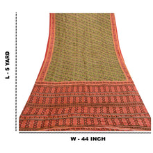 Load image into Gallery viewer, Sanskriti Vintage Sarees Green Bandhani Printed Pure Silk Sari 5yd Craft Fabric
