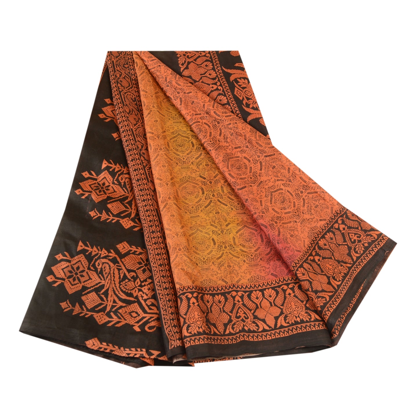 Sanskriti Vintage Sarees Multi Indian 100% Pure Silk Printed Sari Craft Sustainable Fabric