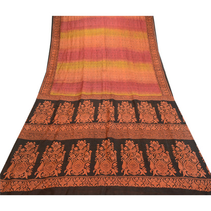 Sanskriti Vintage Sarees Multi Indian 100% Pure Silk Printed Sari Craft Sustainable Fabric