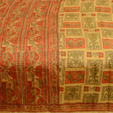 Load image into Gallery viewer, Sanskriti Vintage Sarees Green Pure Silk Peacock Printed Sari Soft Craft Fabric
