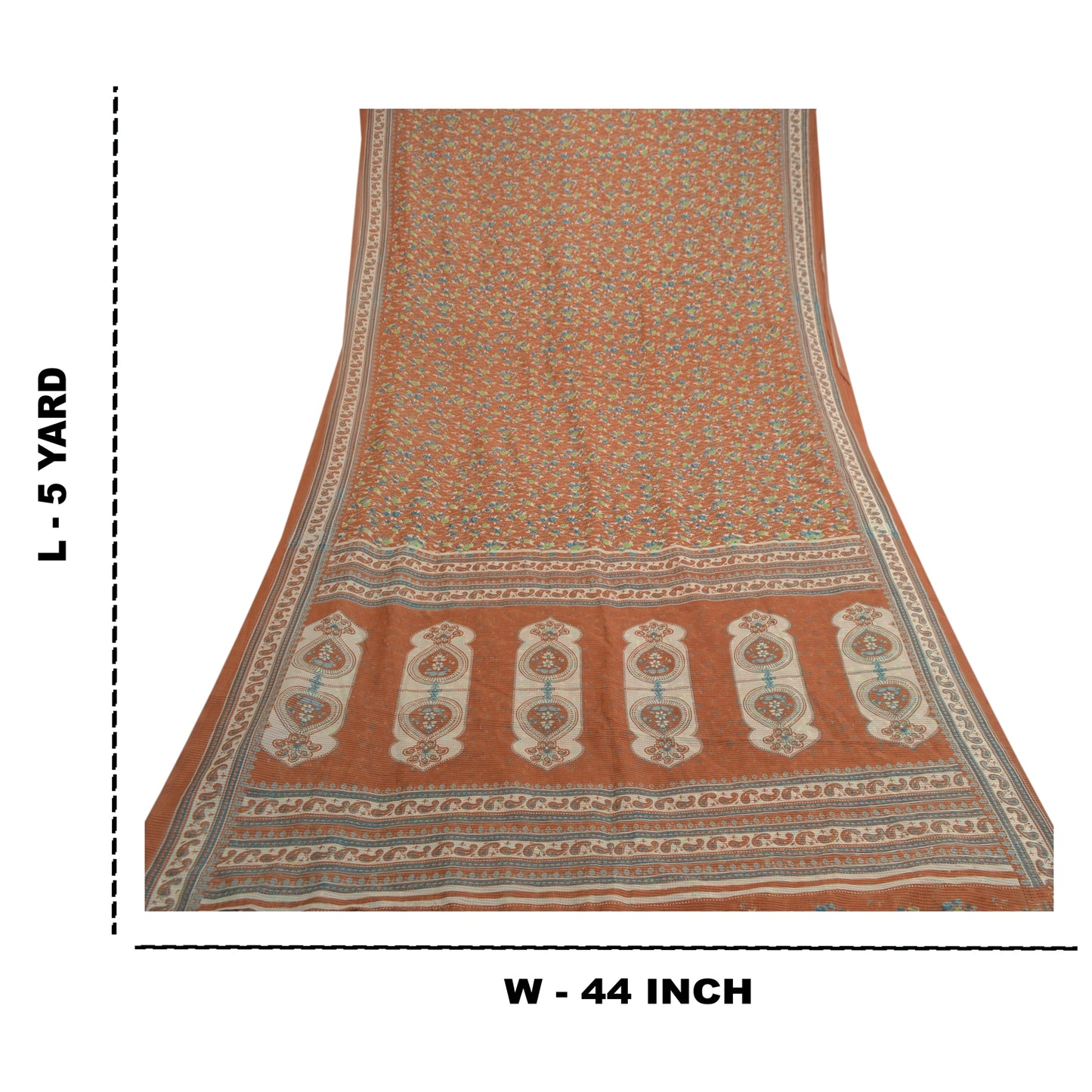 Sanskriti Vintage Sarees Brun Kunstsilke Kota Vævet Trykt Sari 5yd Håndværk Bæredygtigt Stof