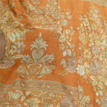 Load image into Gallery viewer, Sanskriti Vintage Sarees Brown 100% Pure Silk Printed Sari Floral Craft Fabric

