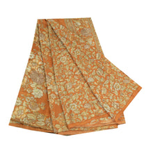Load image into Gallery viewer, Sanskriti Vintage Sarees Brown 100% Pure Silk Printed Sari Floral Craft Fabric
