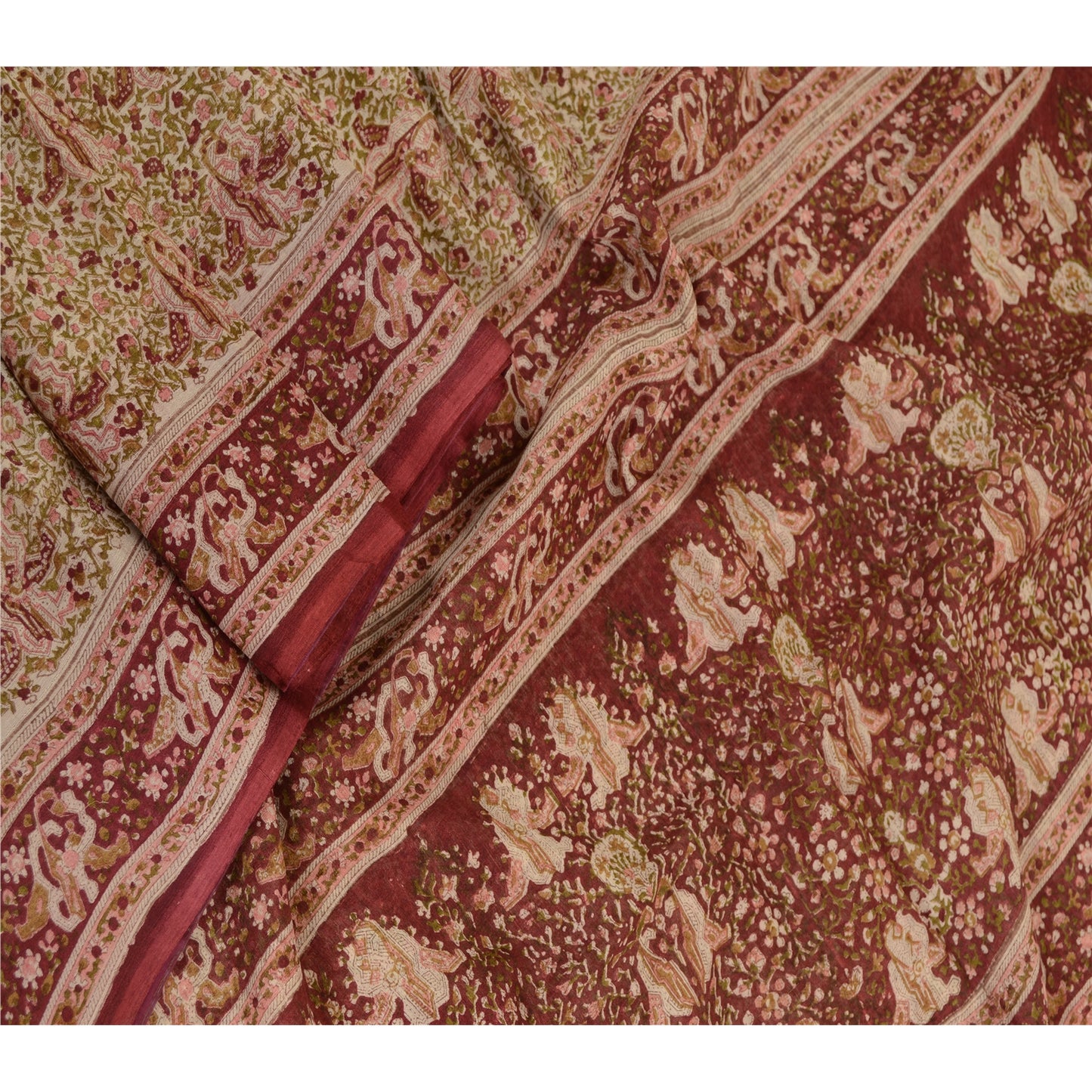Sanskriti Vintage Sarees Multi Indian Pure Silk Printed Sari Soft Craft Sustainable Fabric