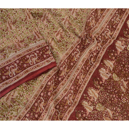 Sanskriti Vintage Sarees Multi Indian Pure Silk Printed Sari Soft Craft Sustainable Fabric