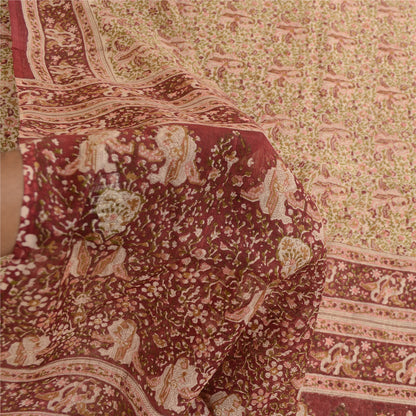 Sanskriti Vintage Sarees Multi Indian Pure Silk Printed Sari Soft Craft Sustainable Fabric