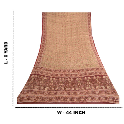 Sanskriti Vintage Sarees Multi Indian Pure Silk Printed Sari Soft Craft Sustainable Fabric