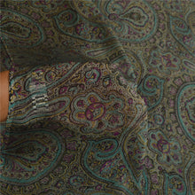 Load image into Gallery viewer, Sanskriti Vintage Sarees Green Art Silk Printed Sari Floral Soft Craft Fabric
