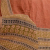 Sanskriti Vintage Sarees Orange Pure Silk Printed Sari Floral 5yd Craft Sustainable Fabric