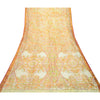 Sanskriti Vintage Sarees Multi Pure Silk Printed Zari Border Sari Craft Sustainable Fabric