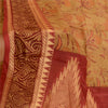 Sanskriti Vintage Sarees Mustard Green Pure Silk Printed Woven Sari Craft Sustainable Fabric