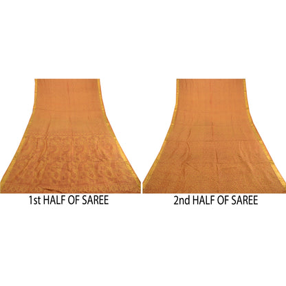 Sanskriti Vintage Sarees Heena Green Pure Silk Printed Zari Border Sari Sustainable Fabric