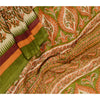 Sanskriti Vintage Sarees Orange Pure Silk Printed Sari Floral 5yd Craft Sustainable Fabric
