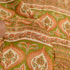 Sanskriti Vintage Sarees Orange Pure Silk Printed Sari Floral 5yd Craft Sustainable Fabric