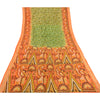 Sanskriti Vintage Sarees Green 100% Pure Silk Printed Sari Floral Craft Sustainable Fabric