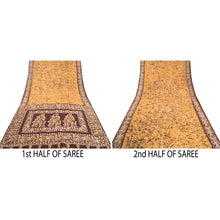 Load image into Gallery viewer, Sanskriti Vintage Sarees Indian Yellow Batik Printed Pure Silk Sari Craft Fabric
