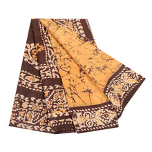 Load image into Gallery viewer, Sanskriti Vintage Sarees Indian Yellow Batik Printed Pure Silk Sari Craft Fabric
