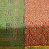 Sanskriti Vintage Sarees Orange Pure Silk Printed Zari Border Sari Craft Sustainable Fabric