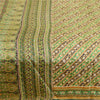 Sanskriti Vintage Sarees Green Indian Pure Silk Printed Sari Floral Craft Sustainable Fabric