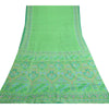 Sanskriti Vintage Sarees Green Pure Silk Printed Sari 5yd Floral Craft Sustainable Fabric