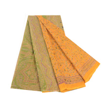 Load image into Gallery viewer, Sanskriti Vintage Sarees Yellow Blend Silk Printed Sari Floral Soft Craft Fabric
