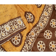 Load image into Gallery viewer, Sanskriti Vintage Sarees Saffron Batik Printed Pure Silk Sari Soft Craft Fabric
