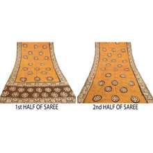 Load image into Gallery viewer, Sanskriti Vintage Sarees Saffron Batik Printed Pure Silk Sari Soft Craft Fabric
