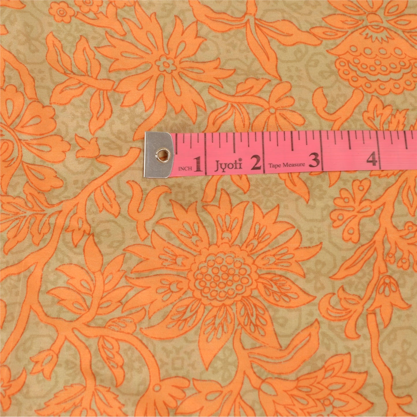 Sanskriti Vintage Sarees Orange Pure Silk Printed Sari Floral 5yd Craft Sustainable Fabric