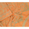 Sanskriti Vintage Sarees Orange Pure Silk Printed Sari Floral 5yd Craft Sustainable Fabric