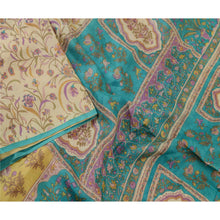 Load image into Gallery viewer, Sanskriti Vintage Sarees Ivory Printed 100% Pure Silk Sari Soft 5yd Craft Fabric
