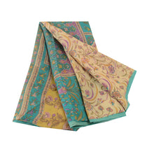 Load image into Gallery viewer, Sanskriti Vintage Sarees Ivory Printed 100% Pure Silk Sari Soft 5yd Craft Fabric
