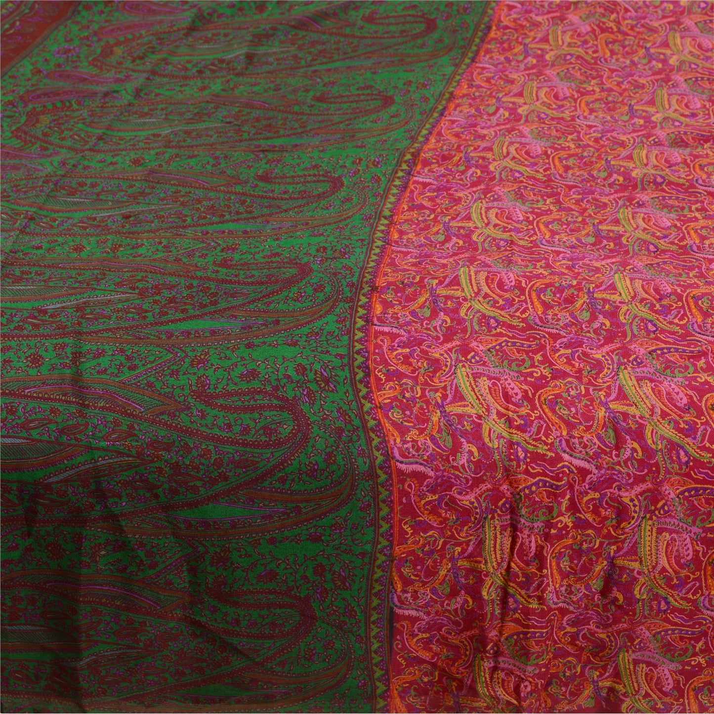 Sanskriti Vintage Sarees Pink 100% Pure Silk Printed Sari Floral Craft Sustainable Fabric