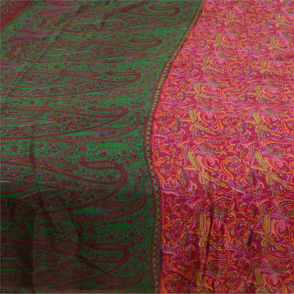 Sanskriti Vintage Sarees Pink 100% Pure Silk Printed Sari Floral Craft Sustainable Fabric