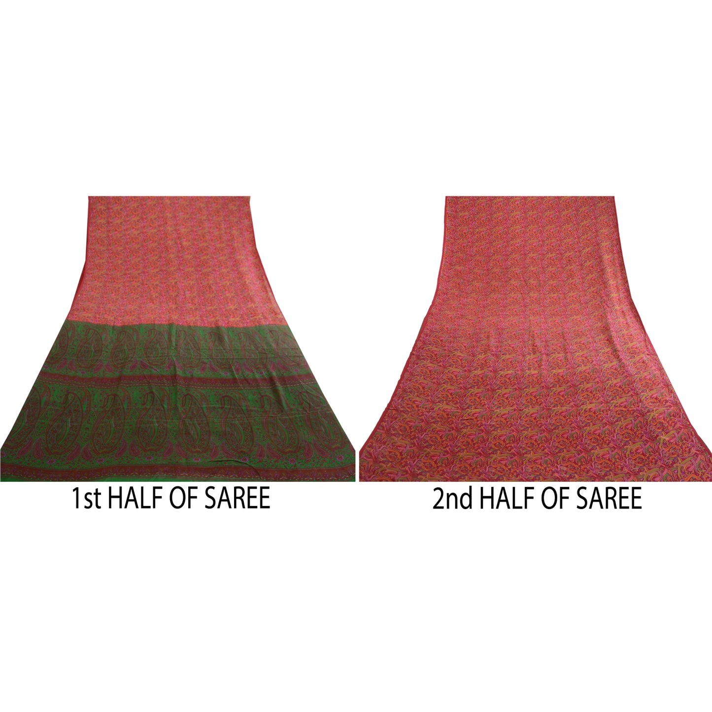 Sanskriti Vintage Sarees Pink 100% Pure Silk Printed Sari Floral Craft Sustainable Fabric