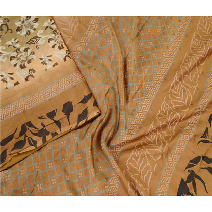 Sanskriti Vintage Sarees From India Green Pure Silk Printed Sari Craft Sustainable Fabric