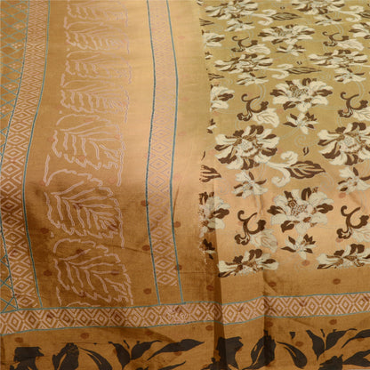 Sanskriti Vintage Sarees From India Green Pure Silk Printed Sari Craft Sustainable Fabric