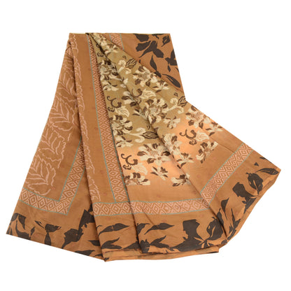 Sanskriti Vintage Sarees From India Green Pure Silk Printed Sari Craft Sustainable Fabric