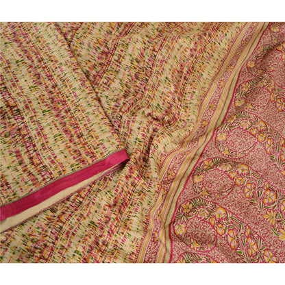 Sanskriti Vintage Sarees Indisk Lilla Ren Silke Trykt Sari 5YD Håndværk Bæredygtigt Stoff