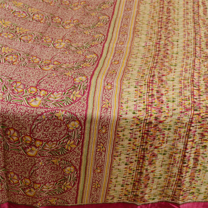 Sanskriti Vintage Sarees Indisk Lilla Ren Silke Trykt Sari 5YD Håndværk Bæredygtigt Stoff