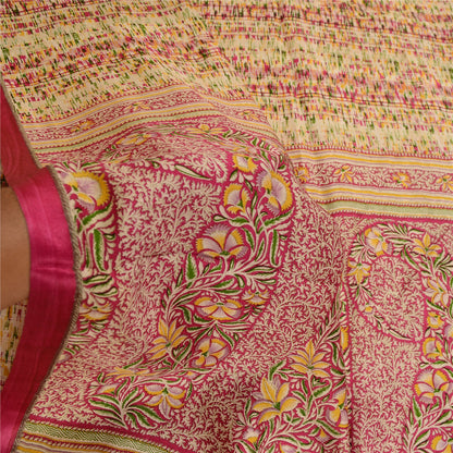 Sanskriti Vintage Sarees Indisk Lilla Ren Silke Trykt Sari 5YD Håndværk Bæredygtigt Stoff