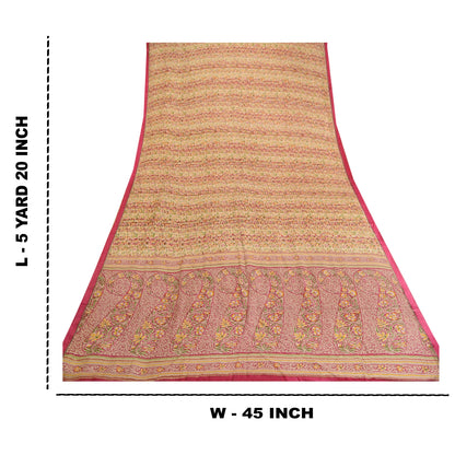 Sanskriti Vintage Sarees Indisk Lilla Ren Silke Trykt Sari 5YD Håndværk Bæredygtigt Stoff