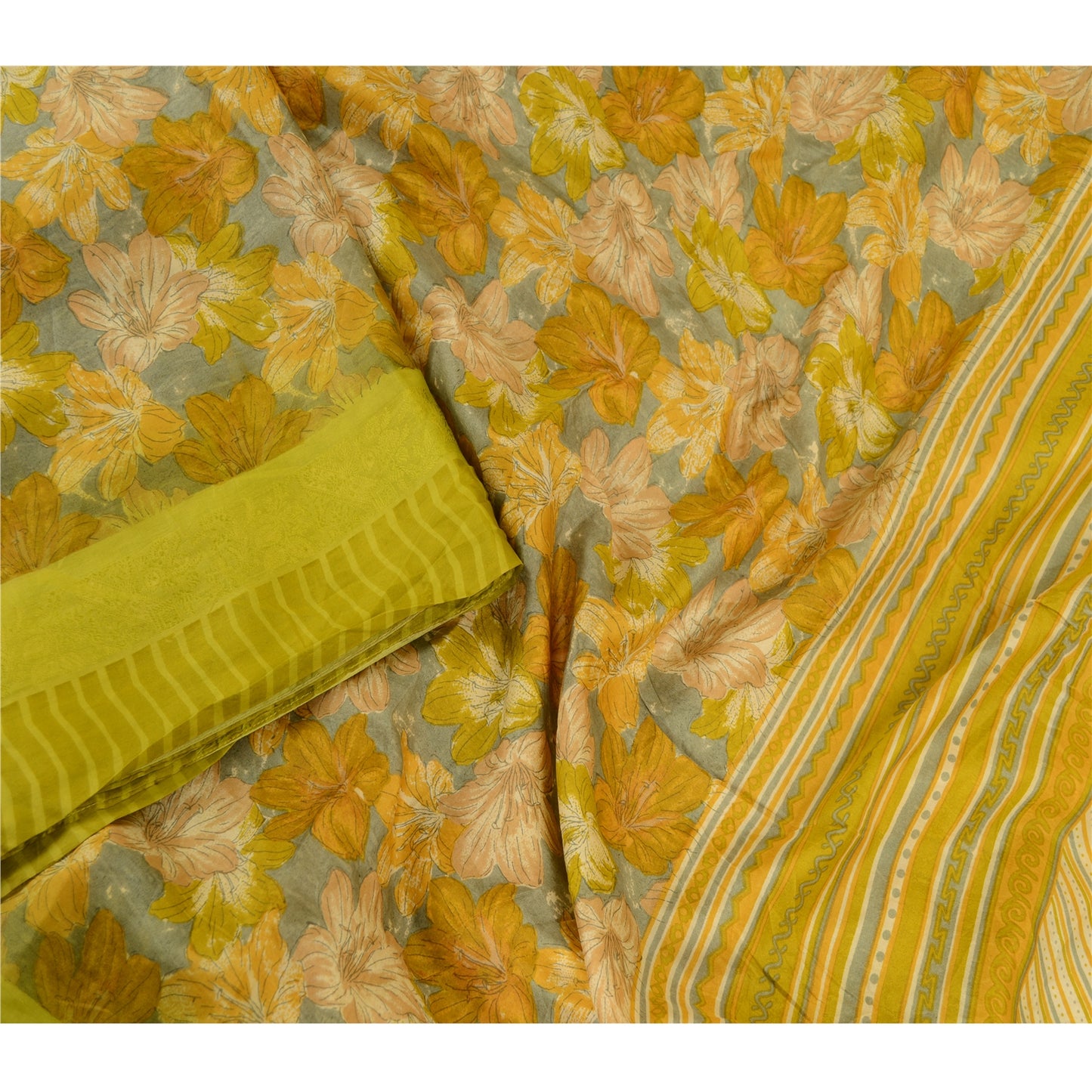 Sanskriti Vintage Sarees From India Multi Pure Silk Printed Sari Craft Sustainable Fabric