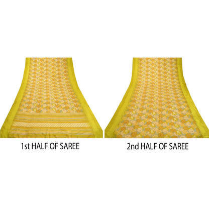 Sanskriti Vintage Sarees From India Multi Pure Silk Printed Sari Craft Sustainable Fabric