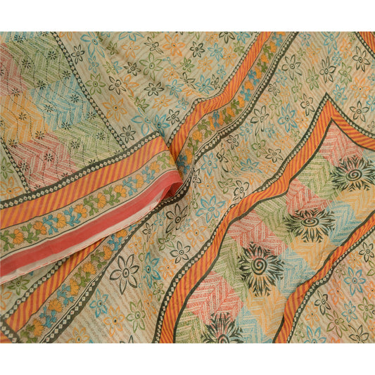 Sanskriti Vintage Sarees From India Multi Pure Silk Printed Sari Craft Sustainable Fabric