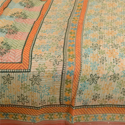 Sanskriti Vintage Sarees From India Multi Pure Silk Printed Sari Craft Sustainable Fabric